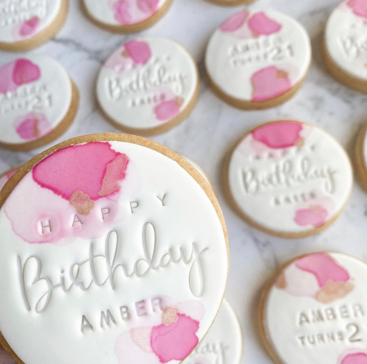 Custom Round Watercolour Cookies