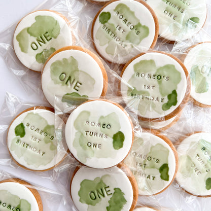 Custom Round Watercolour Cookies